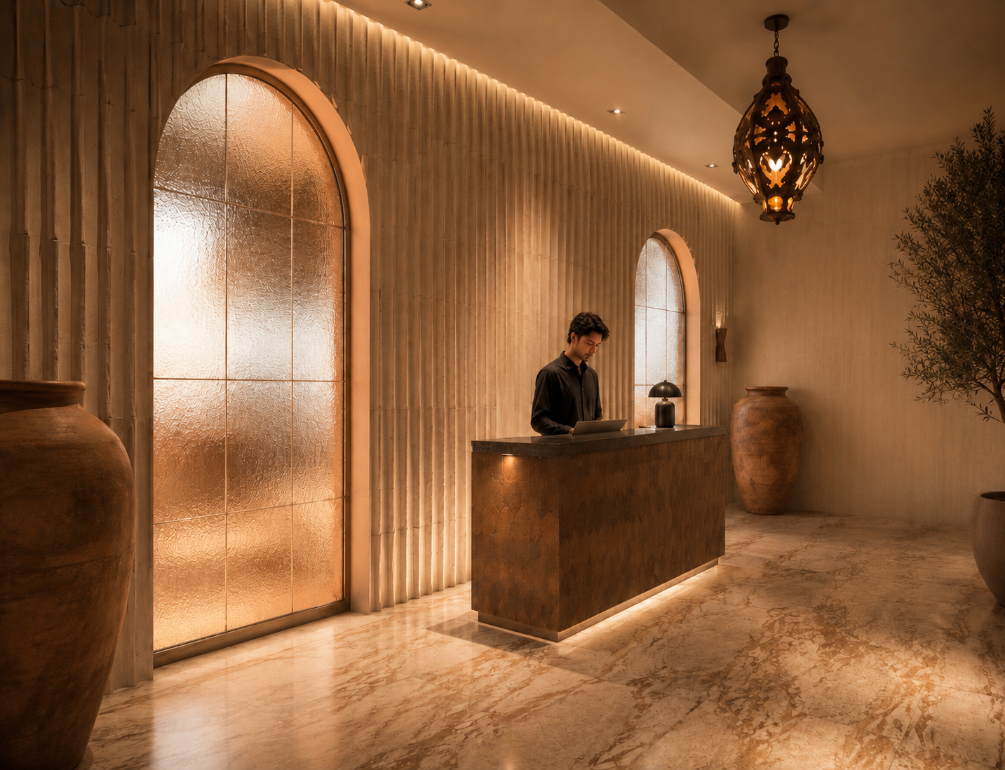 Bar area — pergola and lighting
